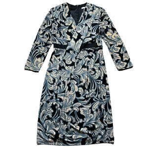 New York & Co Womens Dress size Small Multicolor V-Neck Wrap-Look Silky Stretch